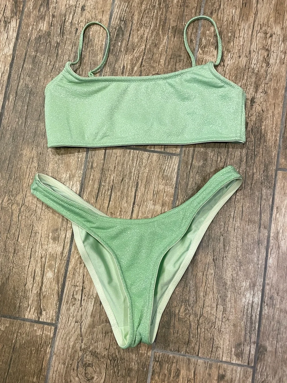 triangl swimwear Lime Green Sparkle Bikini Set